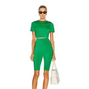 Wolford Workout Shirt Top Size Large Tight Green Cropped Baby Tee Club Cyberpunk